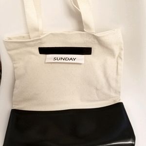 Sunday Canvas Faux Leather Bag
